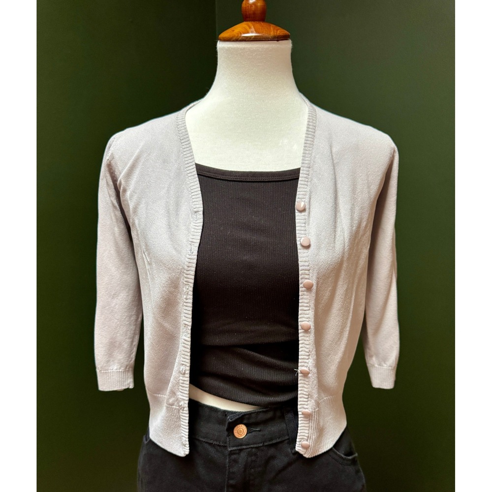 JoJoba Light Purple 3/4 Sleeve Cropped Cardigan Made in Hong Kong‎ Women's S